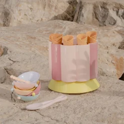 Carosello Set of 6 Multicolor Ceramic Small Cups and Spoons