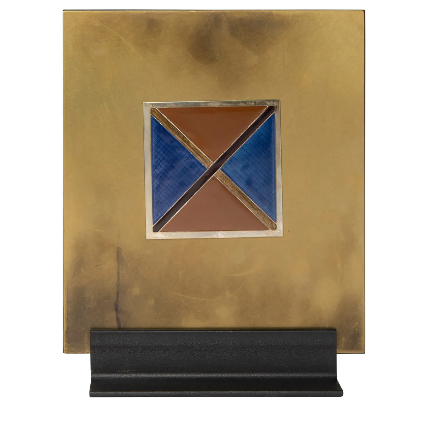 Carré Cloisonné On Satin Brass Decorative Art Piece #5