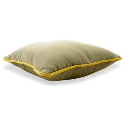 Carrè Cushion in moss cotton velvet and jacquard fabric