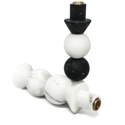 Carrara and Marquina Marble Candleholder by Jacopo Simonetti