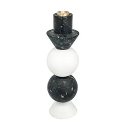 Carrara and Marquina Marble Candleholder by Jacopo Simonetti