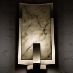 Carrara Marble and Brass Sconce
