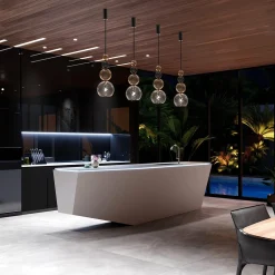 Caruso 1-light Fumè, Crystal Clear and Black Murano Glass Pendant Lamp