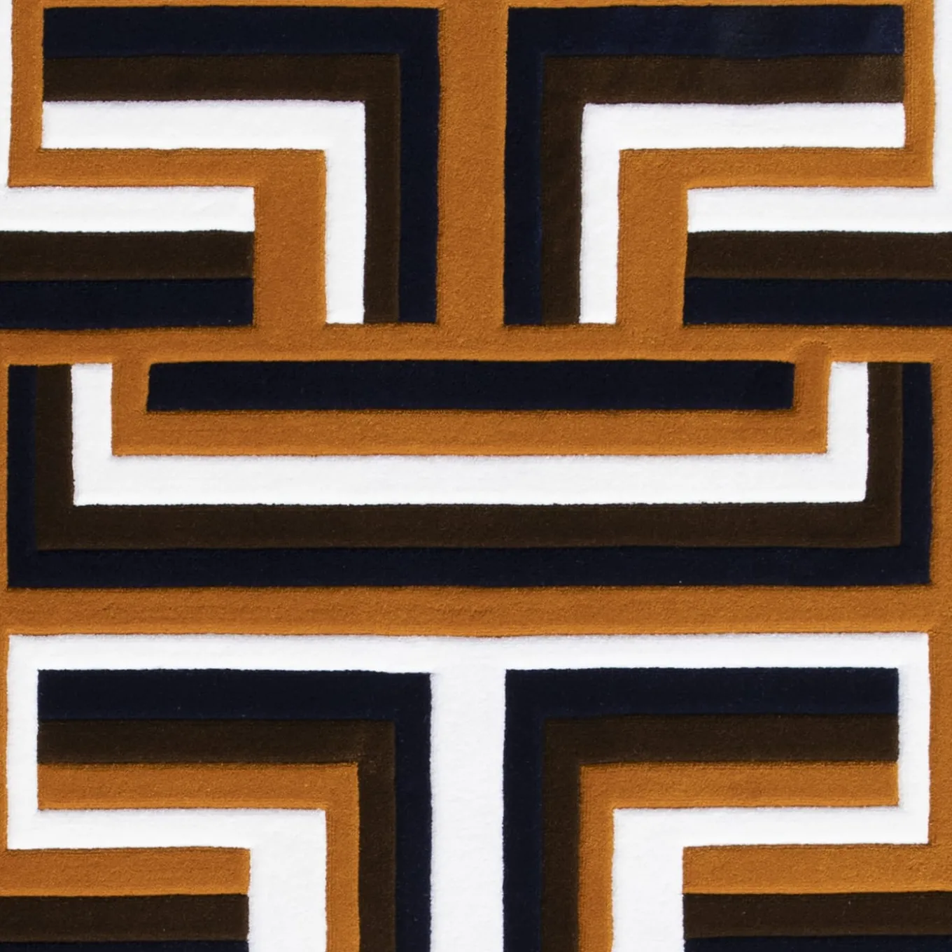 Castelbarco Geometric Brown/Black/White New Zealand Wool Rug