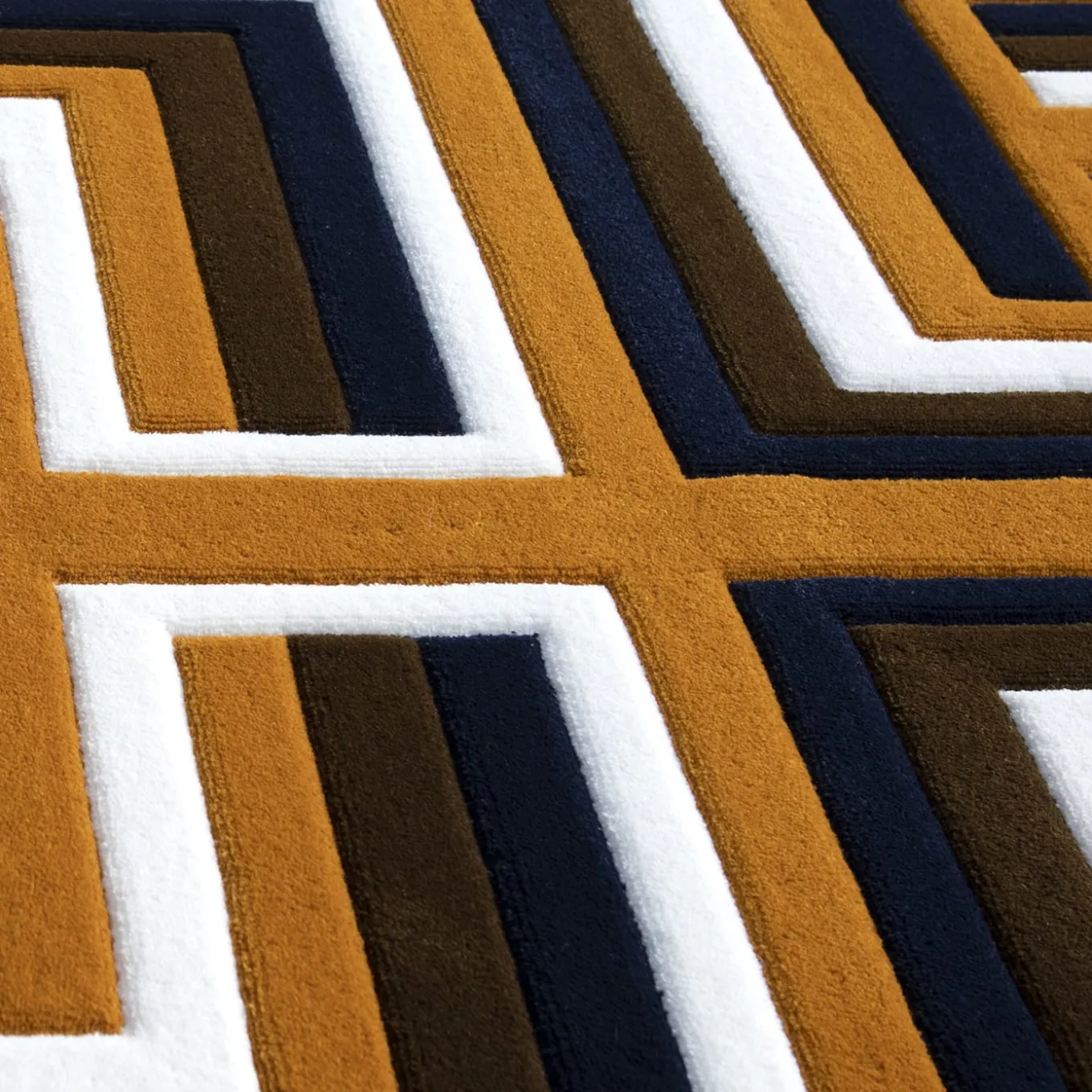 Castelbarco Geometric Brown/Black/White New Zealand Wool Rug