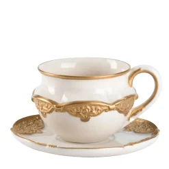 Caterina Small White & Gold Tea Cup with Saucer