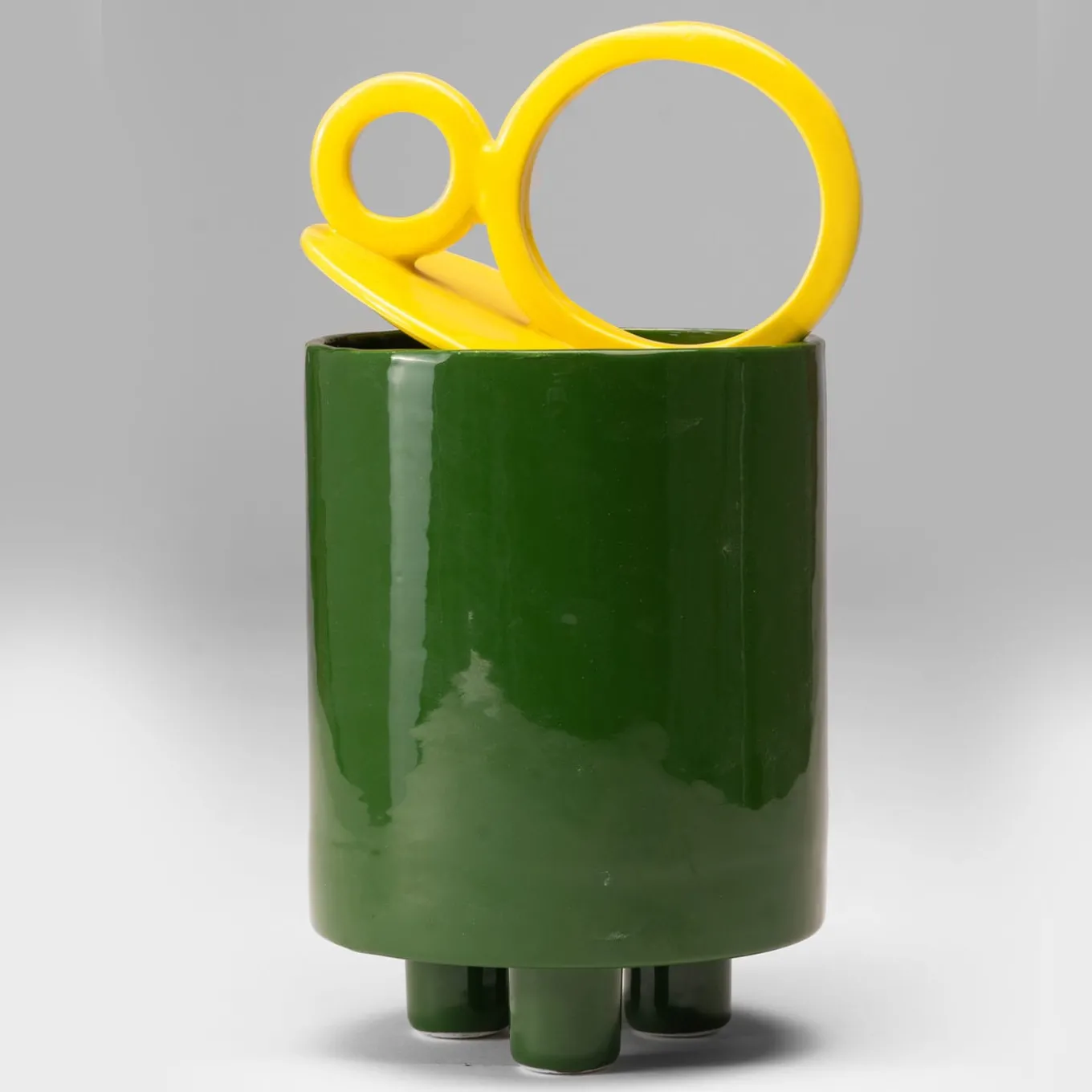 Cateto 2 Green & Yellow Ceramic Jar