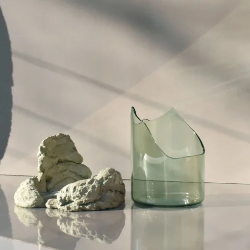 Catharsis Sculptural Sage Glass Decorative Bowl