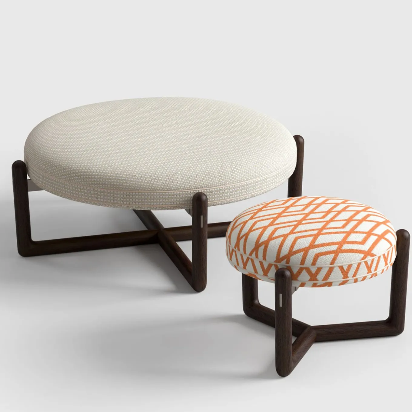 Cecil L White iroko wood outdoor pouf