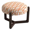 Cecil White and orange iroko wood outdoor pouf