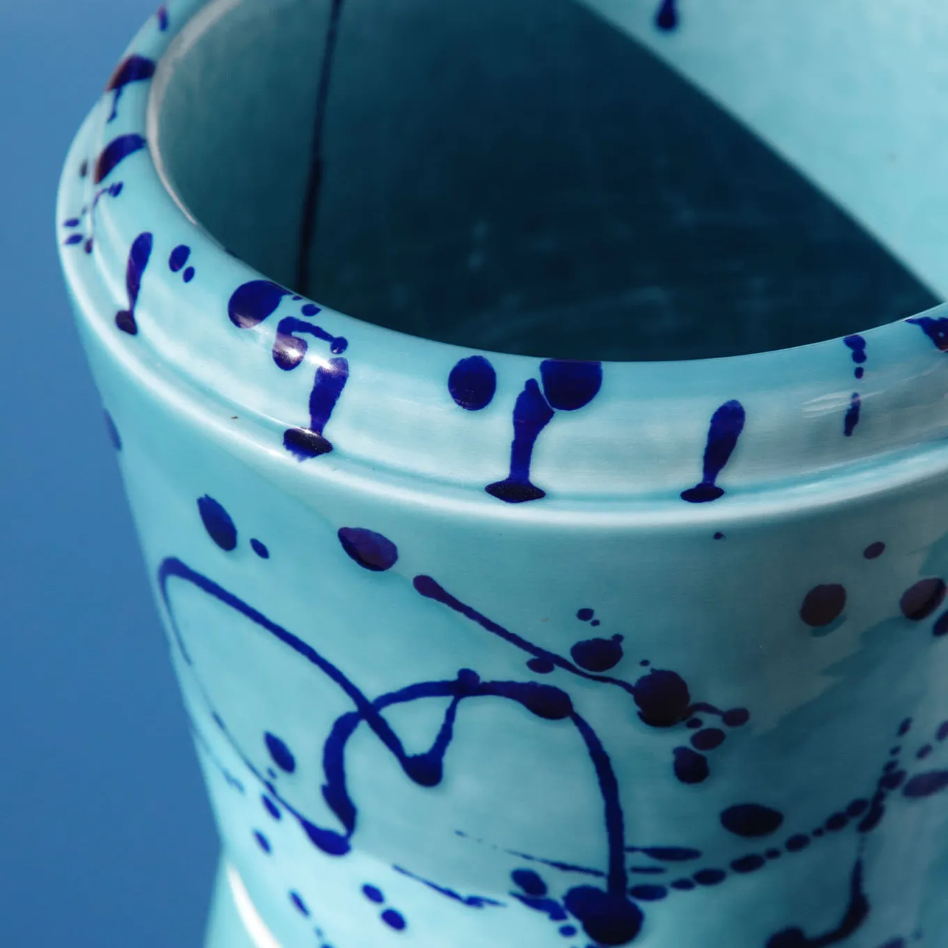 Celeste and Blue Ceramic Cachepot Vase