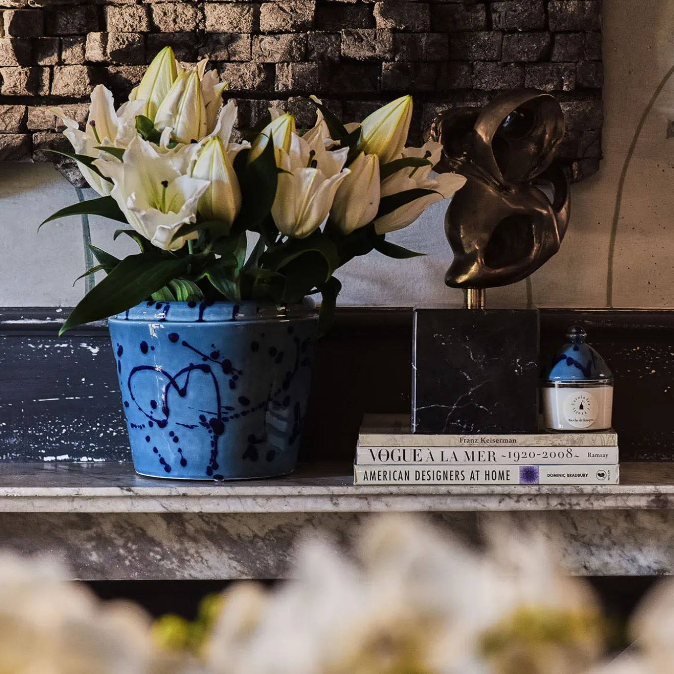 Celeste and Blue Ceramic Cachepot Vase