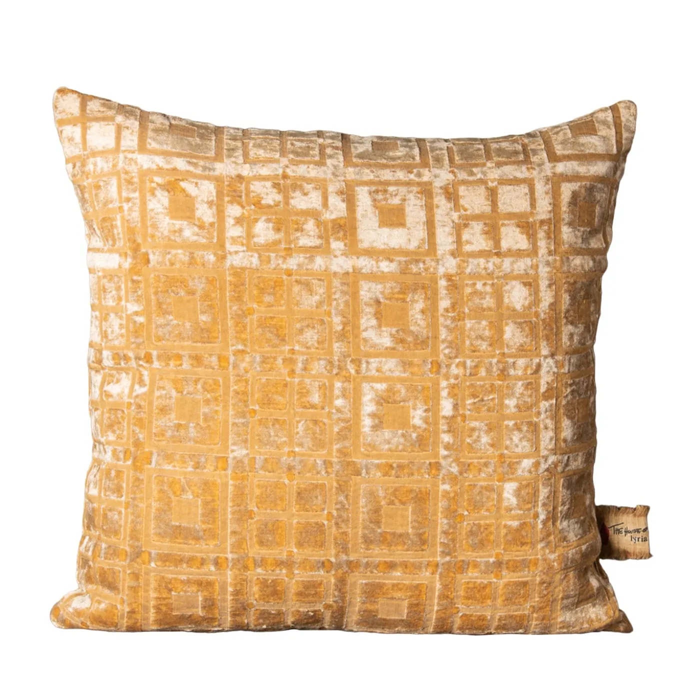 Celidonia Square Golden Jacquard Velvet Cushion
