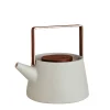 Ceramic Teapot with Wooden Lid
