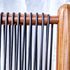 Chaise Okoume Wood And Black Leather Chaise Longue