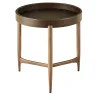 Chambers Brown Leather And Canaletto Walnut Side Table