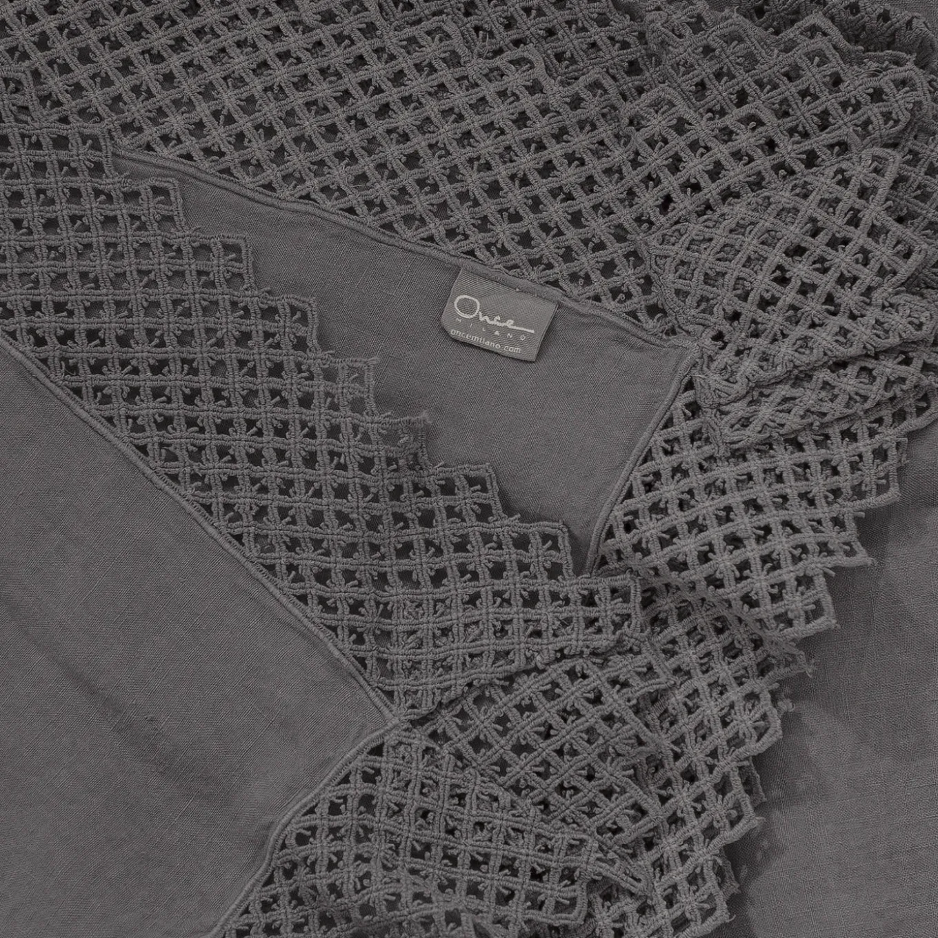 Charcoal Tablecloth with Macramé