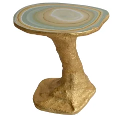Charles Light Green And Gold Wood Side Table