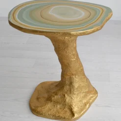 Charles Light Green And Gold Wood Side Table