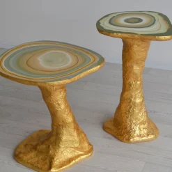 Charles Light Green And Gold Wood Side Table