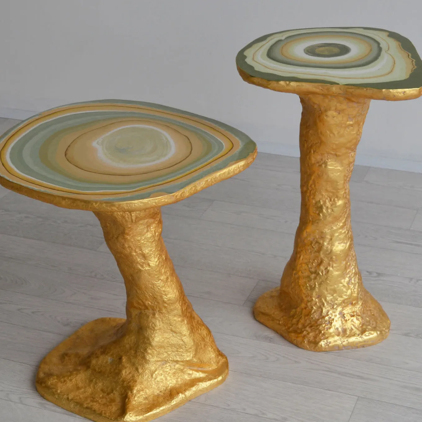 Charles Light Green And Gold Wood Side Table