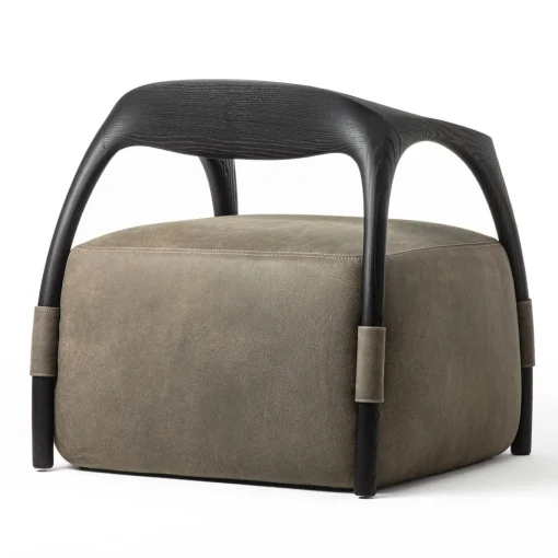 Chassis Black Ash Solid Wood Armchair & Leather Upholstery