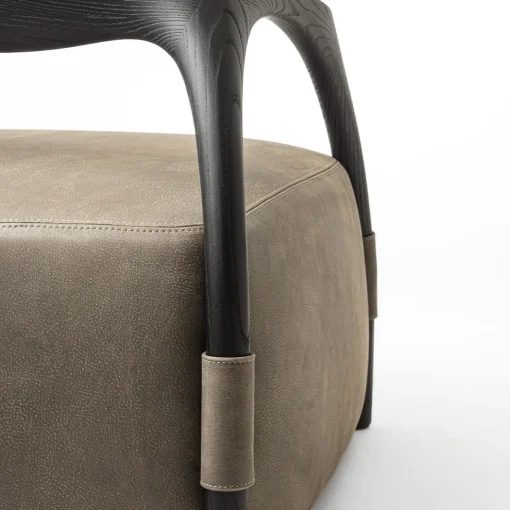 Chassis Black Ash Solid Wood Armchair & Leather Upholstery