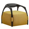 Chassis Black Ash Solid Wood Armchair & Yellow Fabric Upholstery