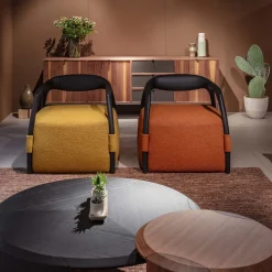 Chassis Black Ash Solid Wood Armchair & Yellow Fabric Upholstery