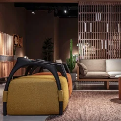 Chassis Black Ash Solid Wood Armchair & Yellow Fabric Upholstery