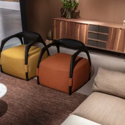 Chassis Black Ash Solid Wood Armchair & Yellow Fabric Upholstery