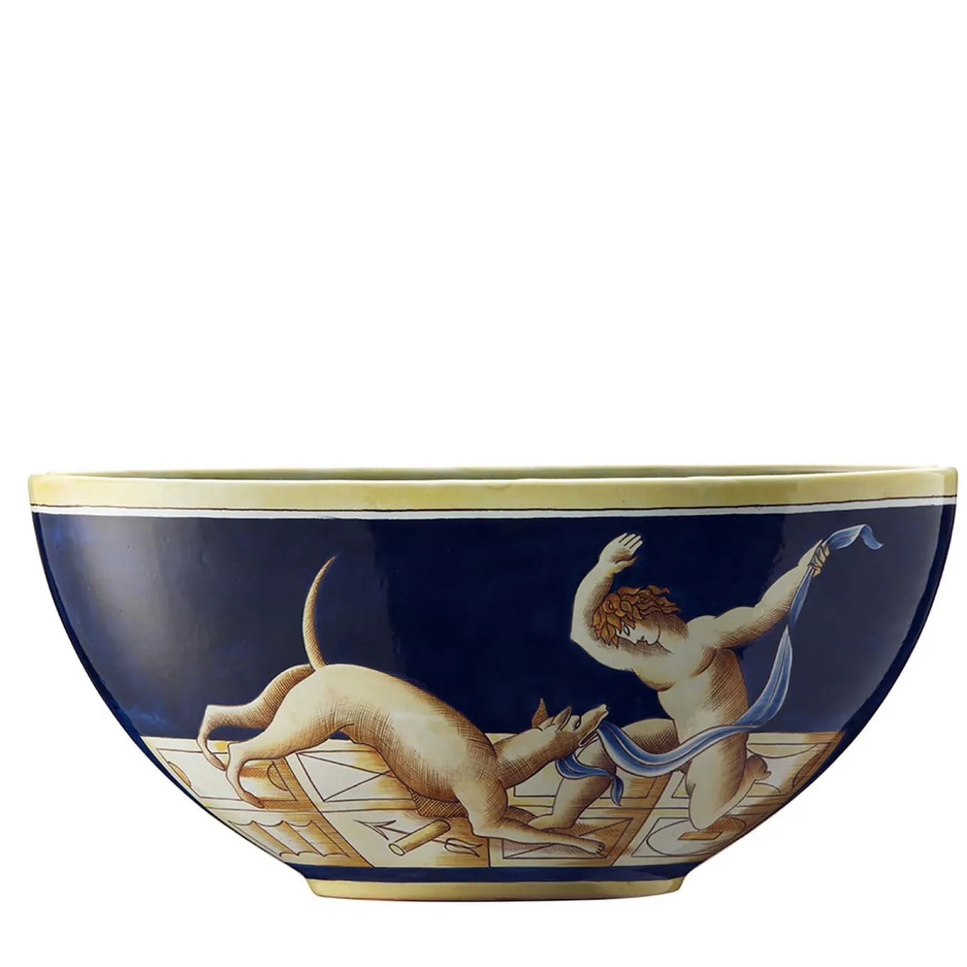 Cherub with Dog Blue Oval Bowl - Limited Edition by Gio Ponti