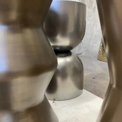 Chess Silver-Finished Wooden Stool