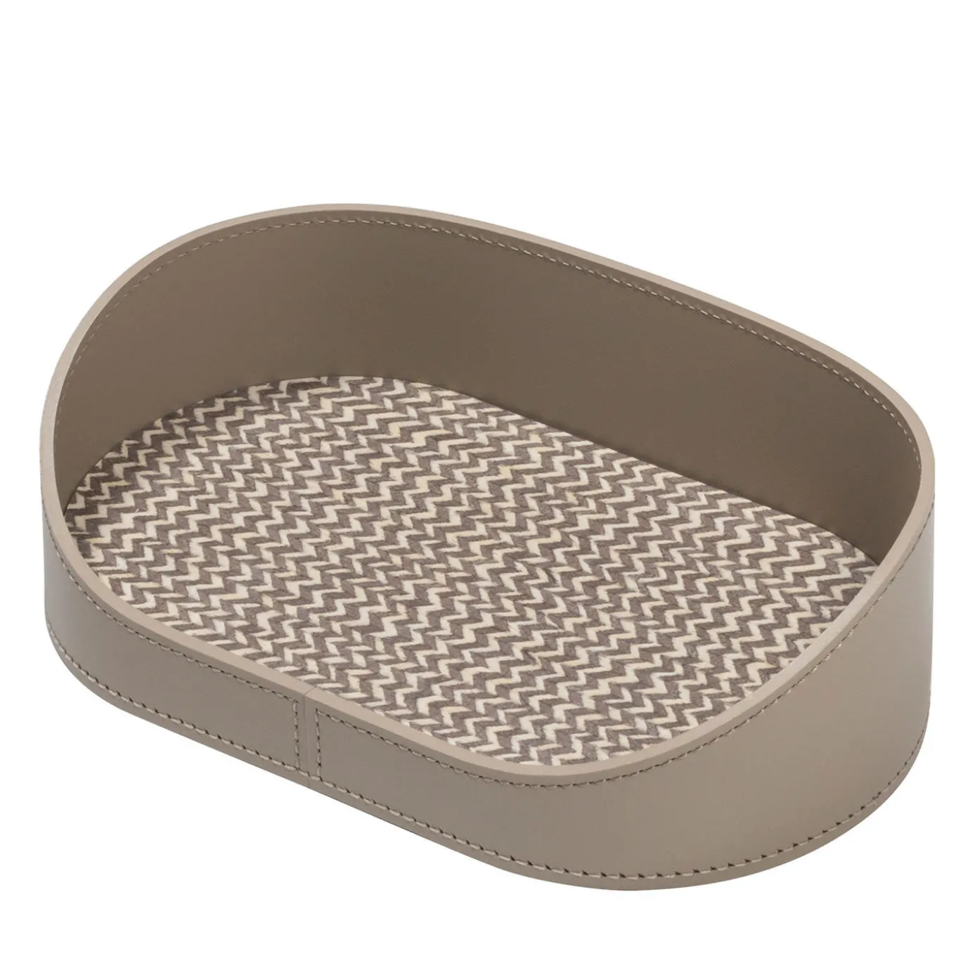 Chevron Beige Oval Medium Valet Tray