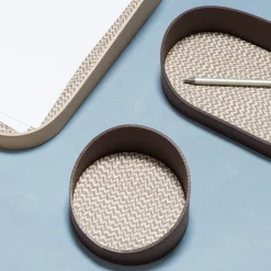 Chevron Beige Oval Medium Valet Tray