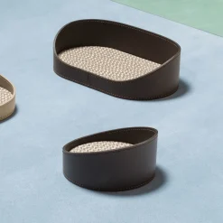 Chevron Beige Oval Small Valet Tray