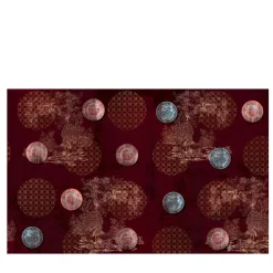 Chinese plates red and gold with peacocks motif wallpaper