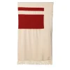 Ciconi Fringed Beige-and-Red Wool & Linen Blanket