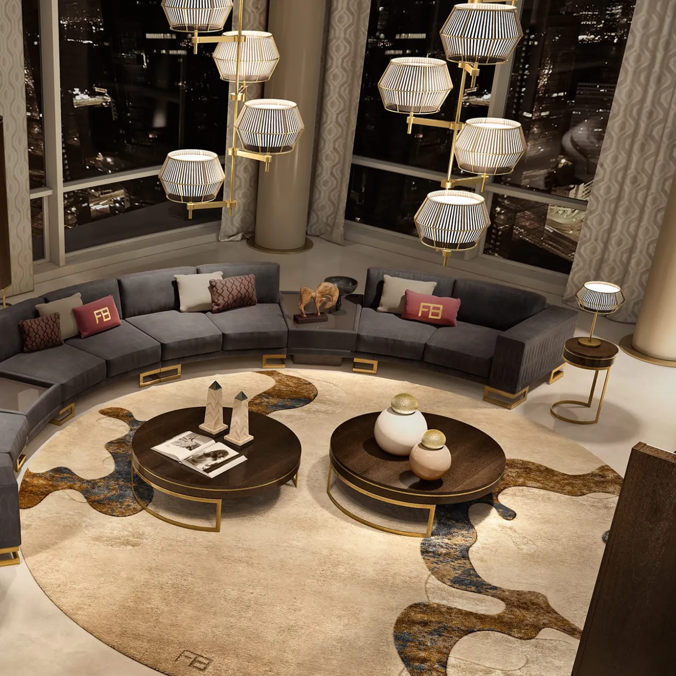 Circular Metamorphosis Wool and Art Silk Rug FB Collection