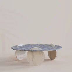Circus Blue & White Marble Coffee Table by DebonaDemeo