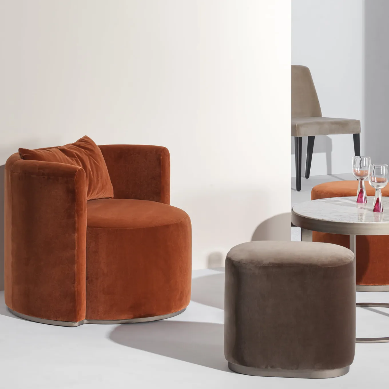 Ciro Brown Pouf by Ciarmoli Queda Studio