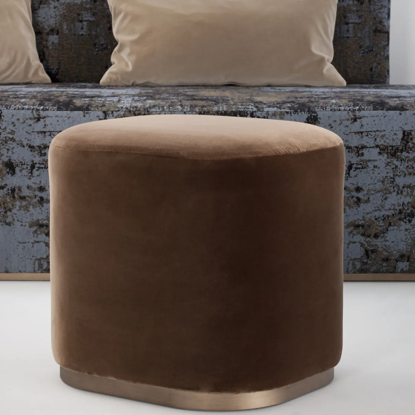 Ciro Brown Pouf by Ciarmoli Queda Studio