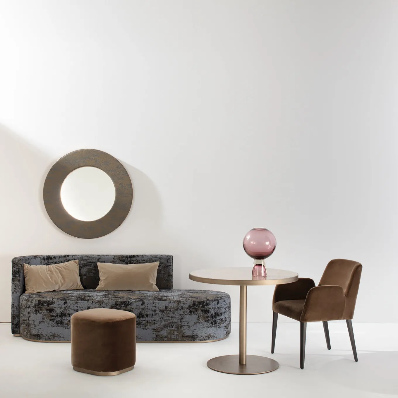 Ciro Brown Pouf by Ciarmoli Queda Studio