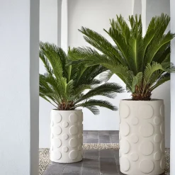 City Polka-Dotted White Ceramic Vase