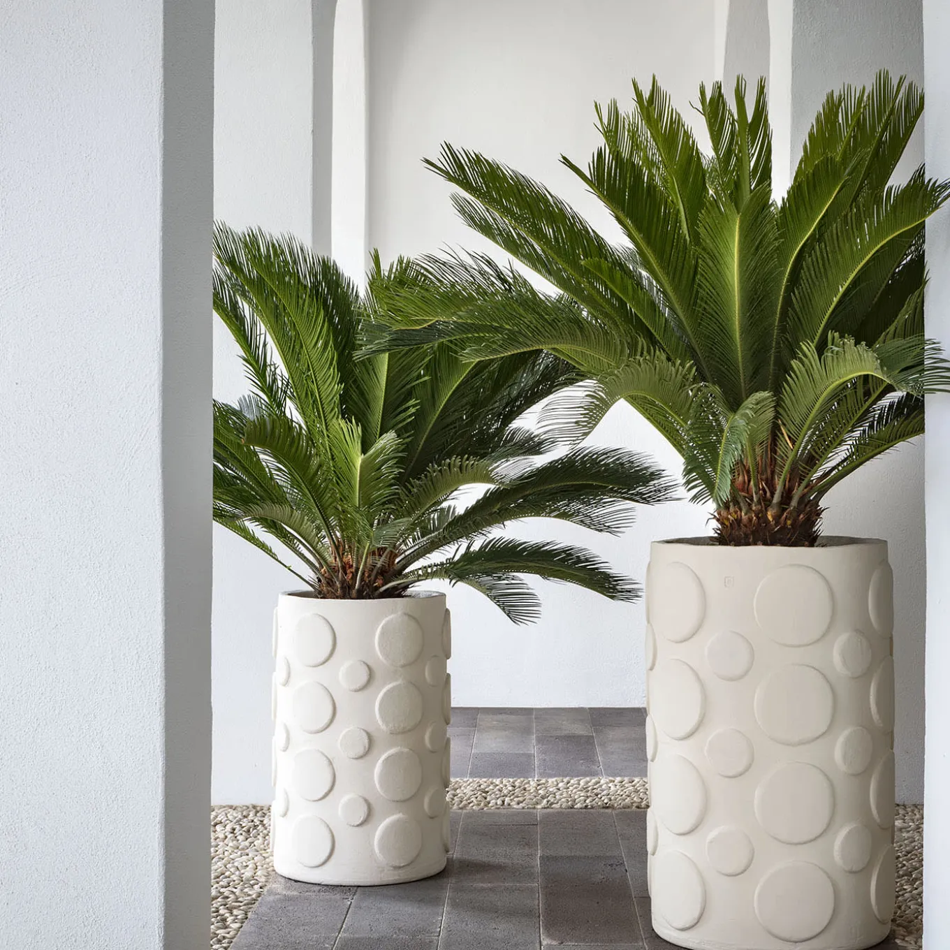 City Polka-Dotted White Ceramic Vase