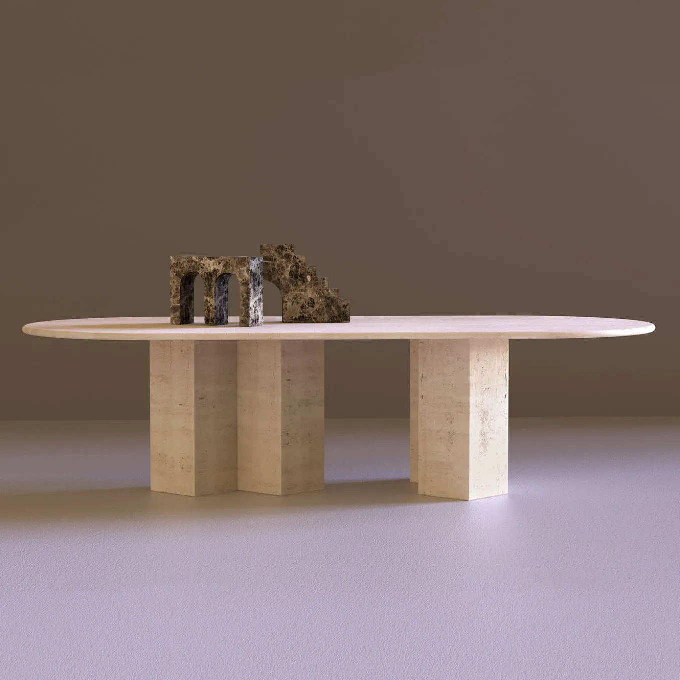 City Travertine Dining Table