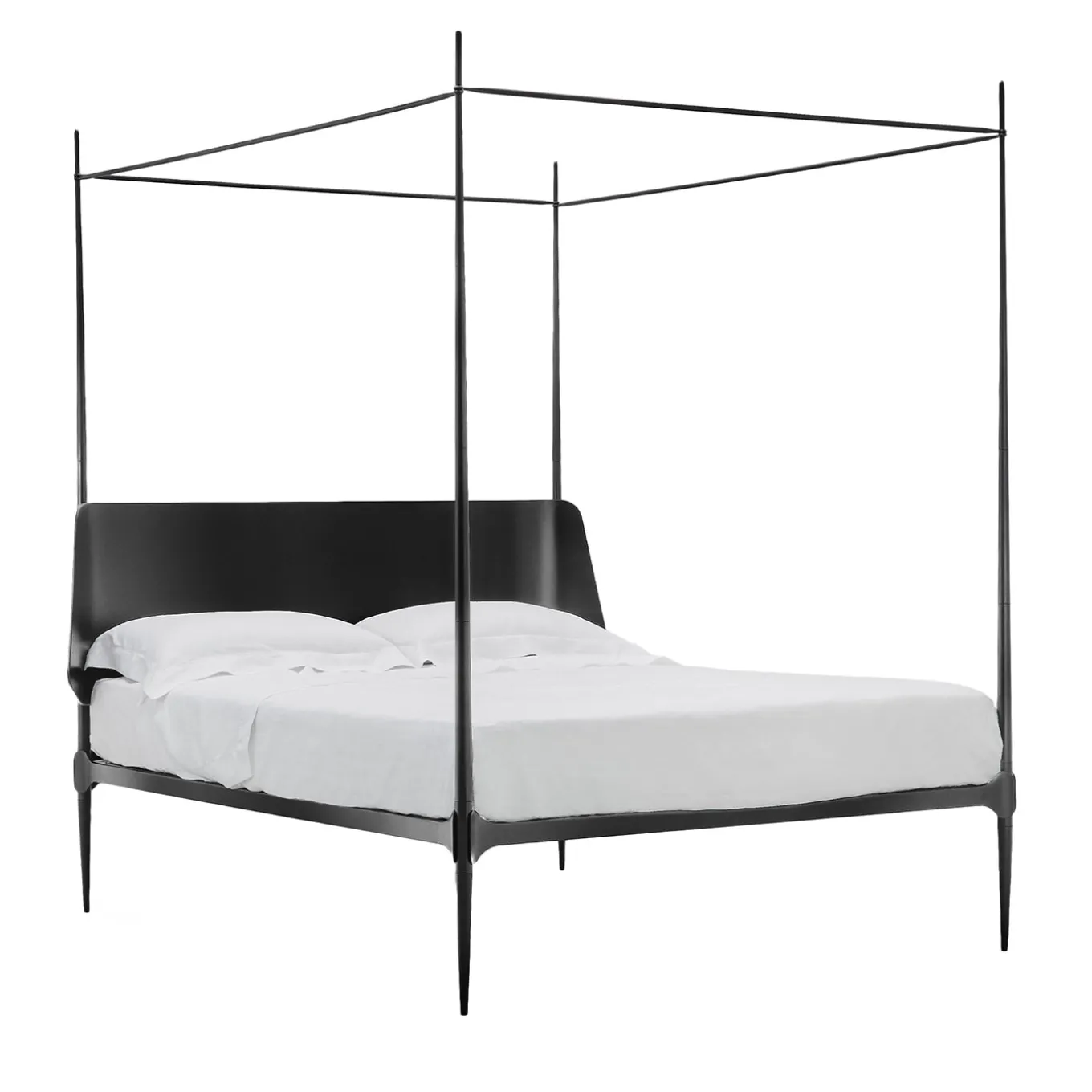 Clamp Black Iron Canopy Double Bed by Francesco Forcellini
