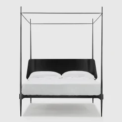 Clamp Black Iron Canopy Double Bed by Francesco Forcellini