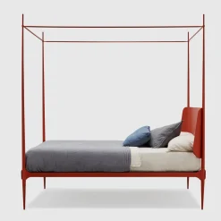 Clamp Red Iron Canopy Double Bed by Francesco Forcellini
