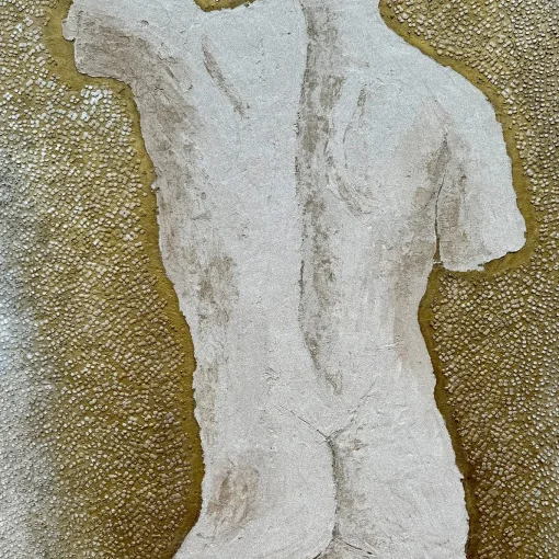 Classical Beige Resin with Bronze Accents Textured Painting